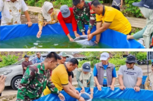 Tingkatkan Ketahanan Pangan Lokal, Babinsa Kepek Dampingi Budidaya Lele Sistem Kolam Terpal